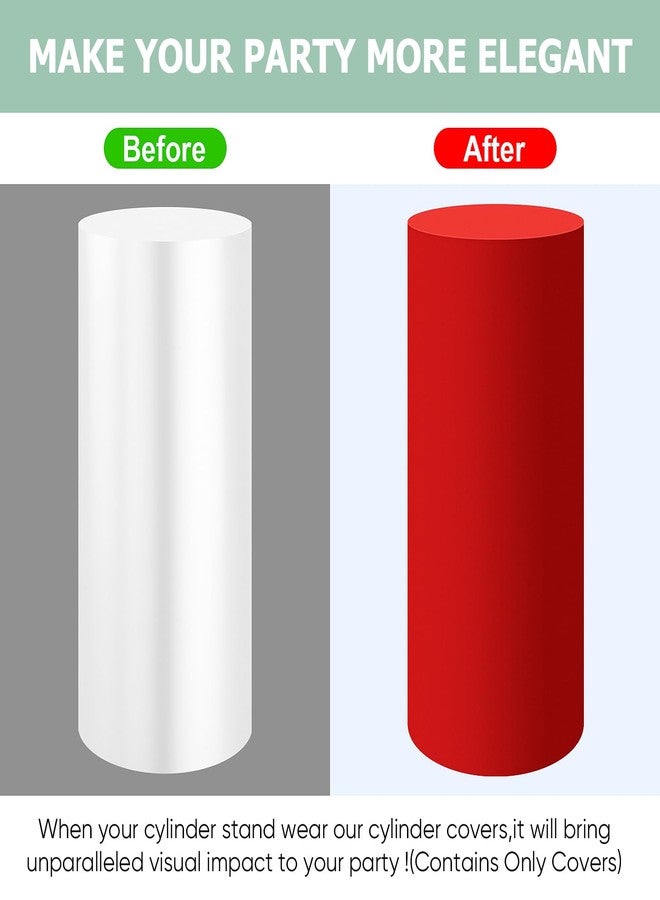 SaitiMade Red Cylinder Pedestal Stand Cover 1 Pcs, Mix and Match Colors as You Like, Spandex Cylinder Stand Cover for Party, Wedding or Birthday Event Decor (Red, XXL) - Image 5